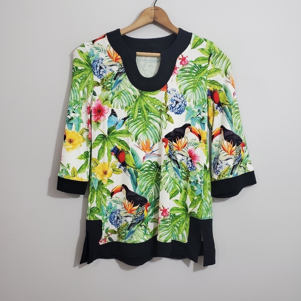 Soft Surroundings Tropical Print Tunic Top